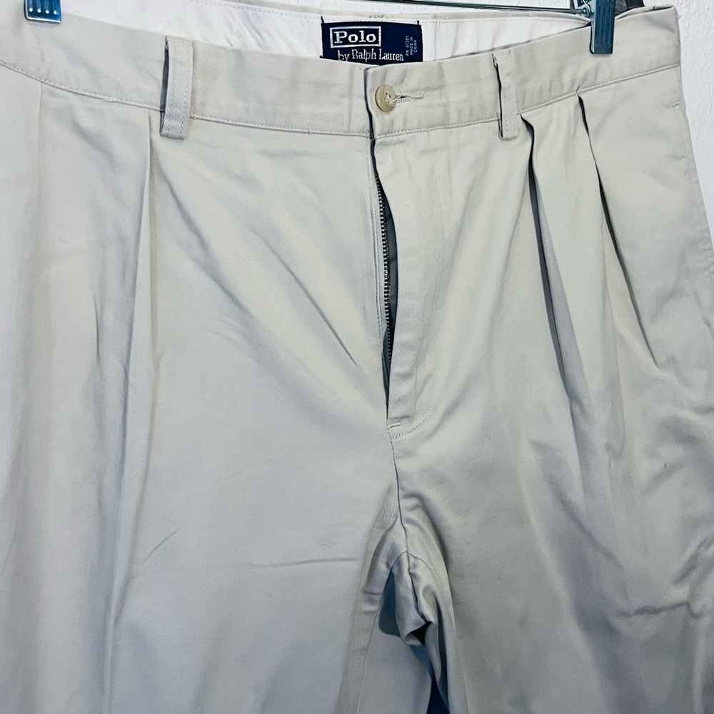 Men Polo Ralph Lauren Ethan Pant Tan Preppy Chino Khaki 100% Cotton 38x32 - Picture 2 of 5